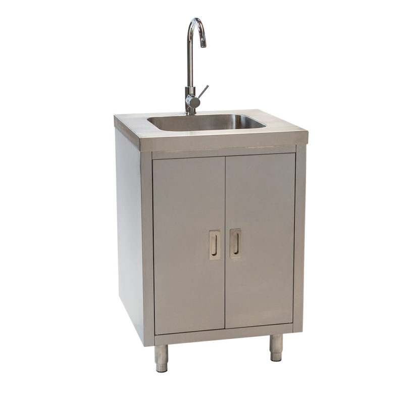 Stainless Steel with fully integrated sink 61 x 61 x 90cm high