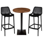 Round Ricardo High Pressed Resin Table Tops Walnut Finish - Image 3