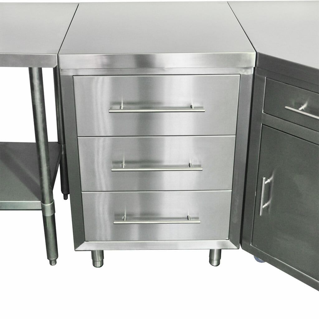 3 Drawer Commercial Kitchen Cabinet 60 x 61 x 90cm high - Chairforce ...