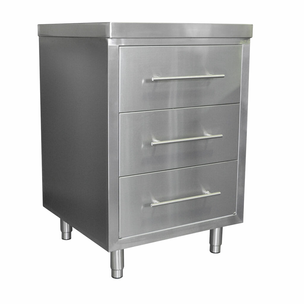 3 Drawer Commercial Kitchen Cabinet 60 x 61 x 90cm high - Chairforce ...