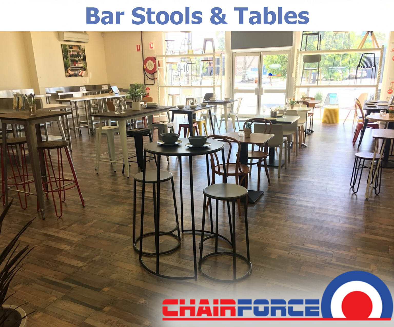 bar stools and tables