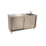 Stainless Steel Cabinet with fully integrated sink on right 150 x 61 x 90cm high