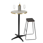 Round Ciro Melamine Table Top, Grey Terrazzo with Gold Edge - Image 4