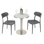 Round Ciro Melamine Table Top, Grey Terrazzo with Silver Edge - Image 4