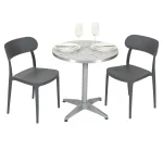 Round Ciro Melamine Table Top, Grey Terrazzo with Silver Edge - Image 6