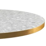 Round Ciro Melamine Table Top, Grey Terrazzo with Gold Edge - Image 3