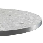 Round Ciro Melamine Table Top, Grey Terrazzo with Silver Edge - Image 3
