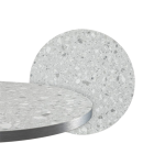 Round Ciro Melamine Table Top, Grey Terrazzo with Silver Edge