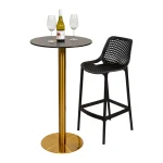 Maximo Gold Stainless Steel Pedestal Bar Table Base - Image 4