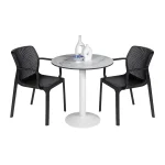 Round Diego Composite High Pressed Laminate Table Tops, White Marble - Image 5