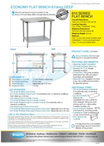 Economy 430 Grade Stainless Steel Flat Bench 1200 x 610 x 900mm high - Image 4