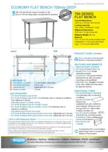 Economy 430 Grade Stainless Steel Flat Bench 1200 x 700 x 900mm high - Image 4
