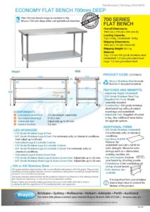 Economy 430 Grade Stainless Steel Flat Bench 1800 x 700 x 900mm high - Image 4
