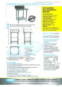 Economy 430 Grade Stainless Steel Splashback Bench, 600 x 610 x 900mm high - Image 10