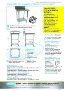 Economy 430 Grade Stainless Steel Splashback Bench, 600 x 700 x 900mm high - Image 10